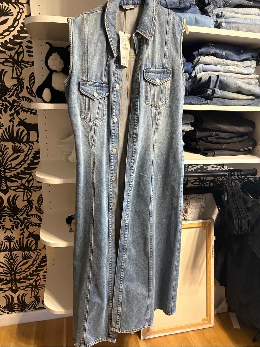 NWT Zara Light Blue Denim Sleeveless Maxi Dress